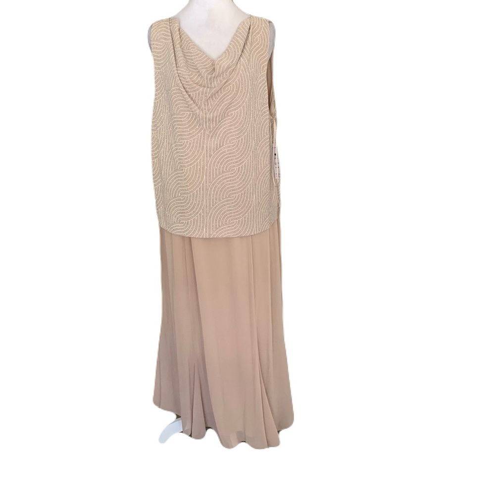 NWT Alex Evenings 18W Taupe Sparkle Layered Sleeveless Maxi Dress MOB Wedding